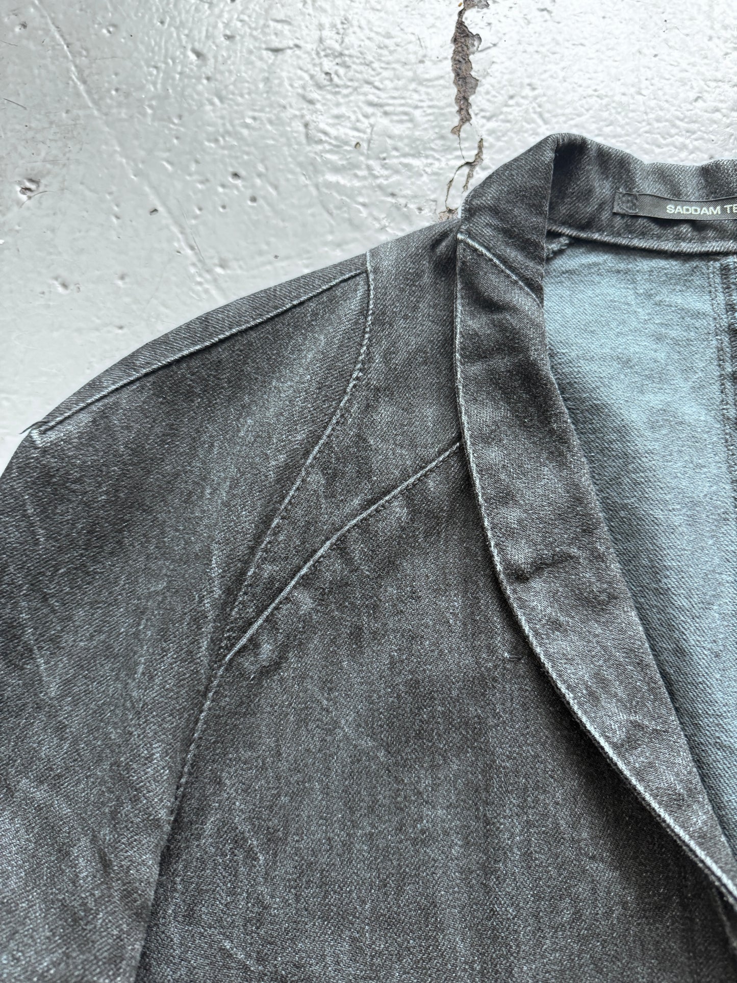 saddam teissy japanese denim fitted blazer