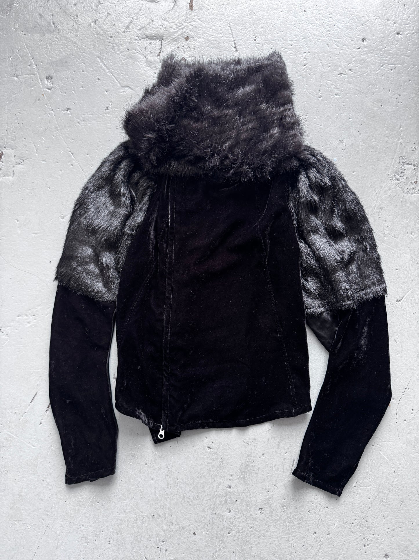 zucca 1998 sample fur and velvet jacket