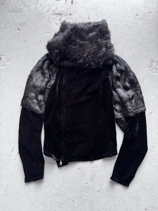 zucca 1998 sample fur and velvet jacket
