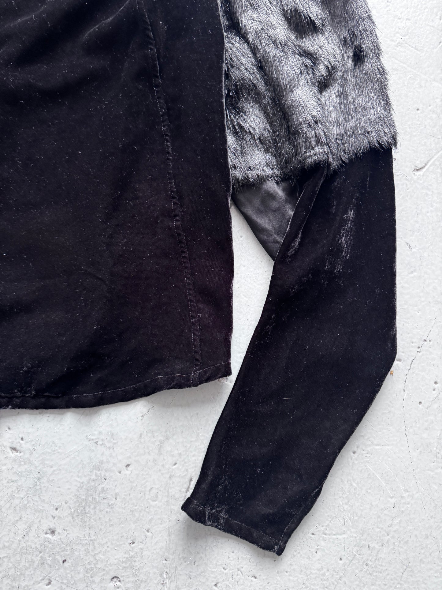 zucca 1998 sample fur and velvet jacket