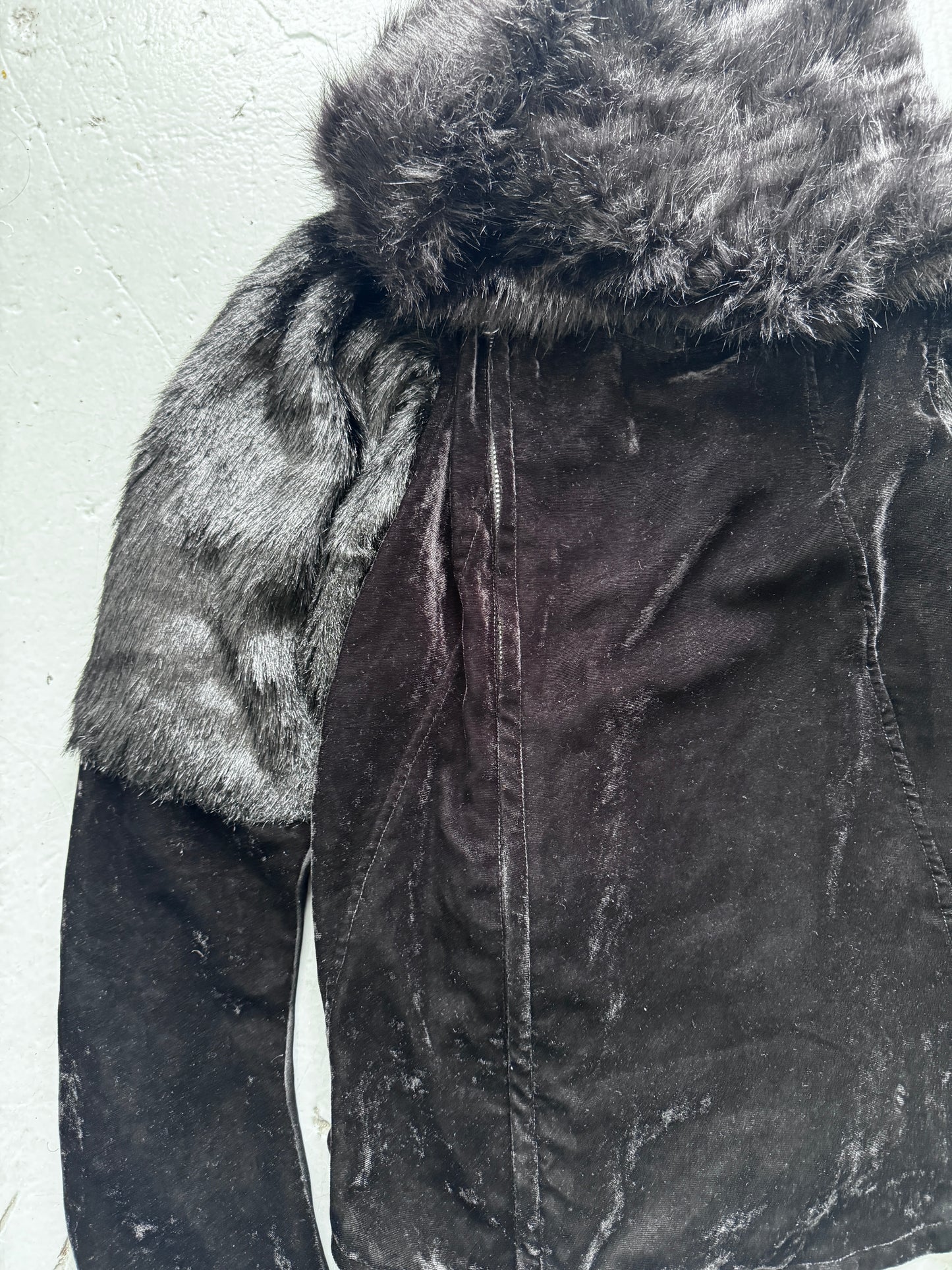 zucca 1998 sample fur and velvet jacket