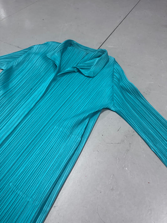Issey Miyake Pleats Please Teal Dress