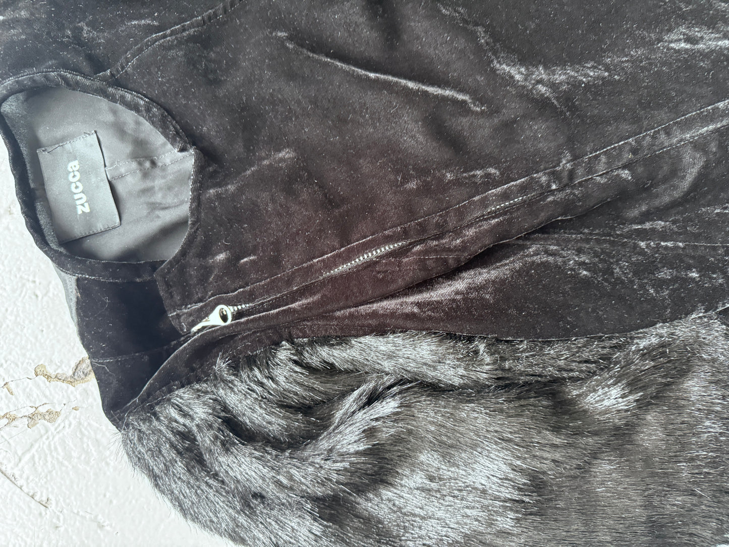 zucca 1998 sample fur and velvet jacket