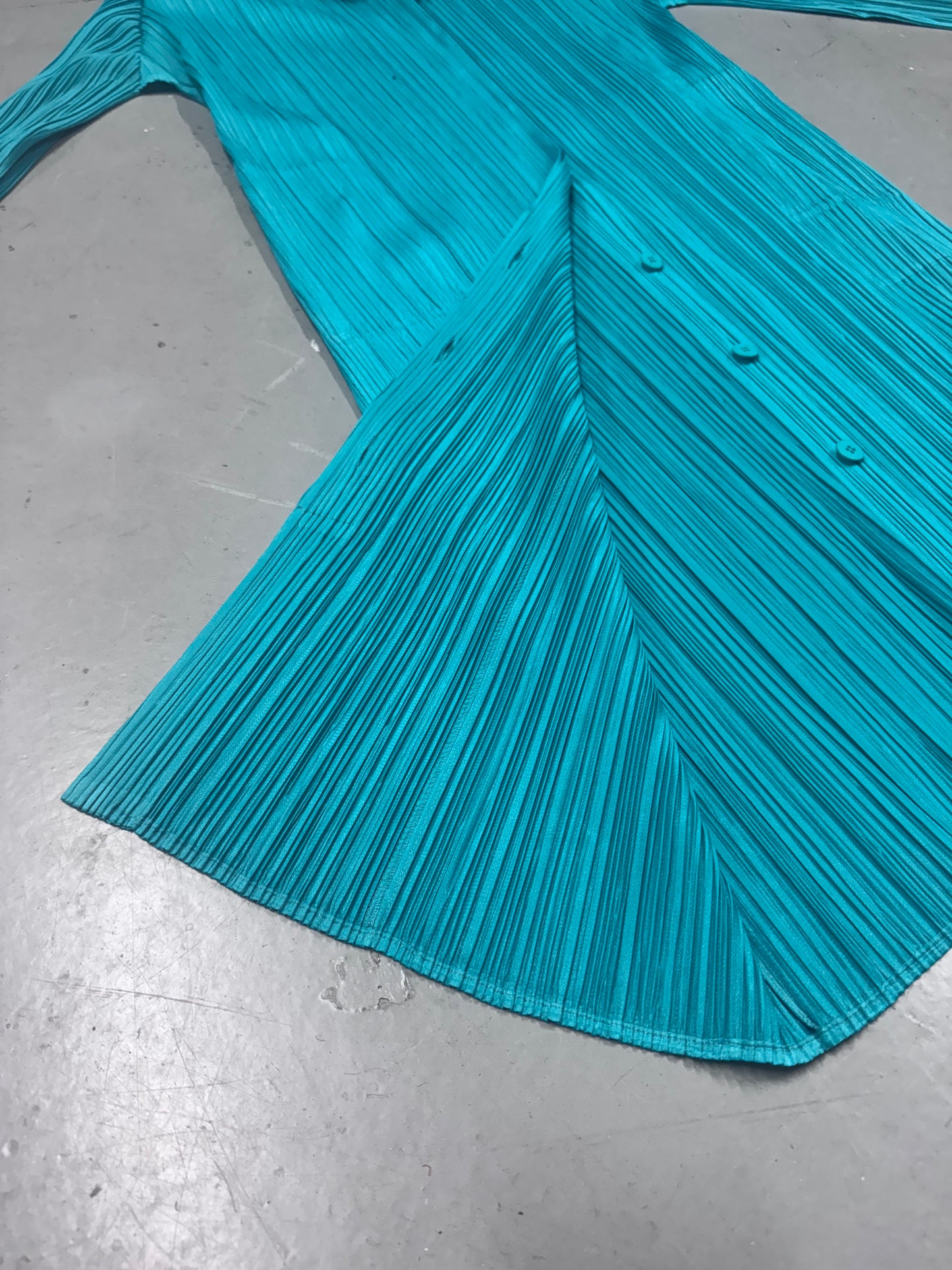 Issey Miyake Pleats Please Teal Dress