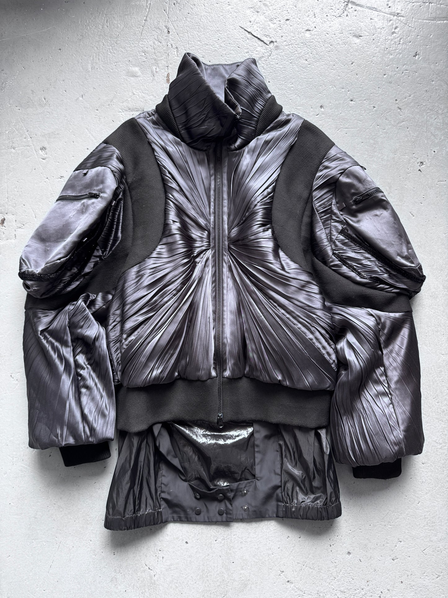 christian stone 1of1 pleated cargo puffer jacket