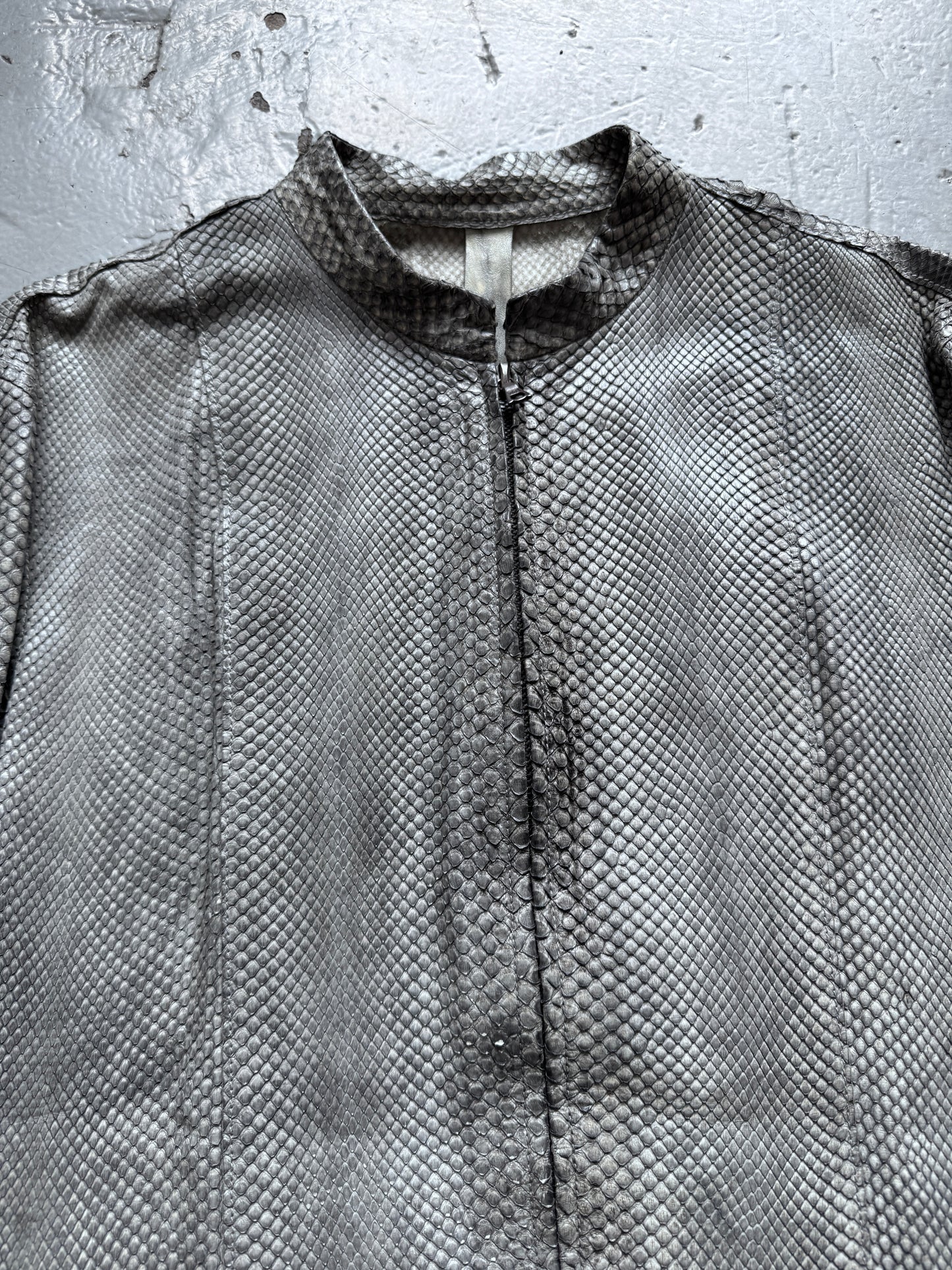 isaac sellam 100% python leather zip up jacket