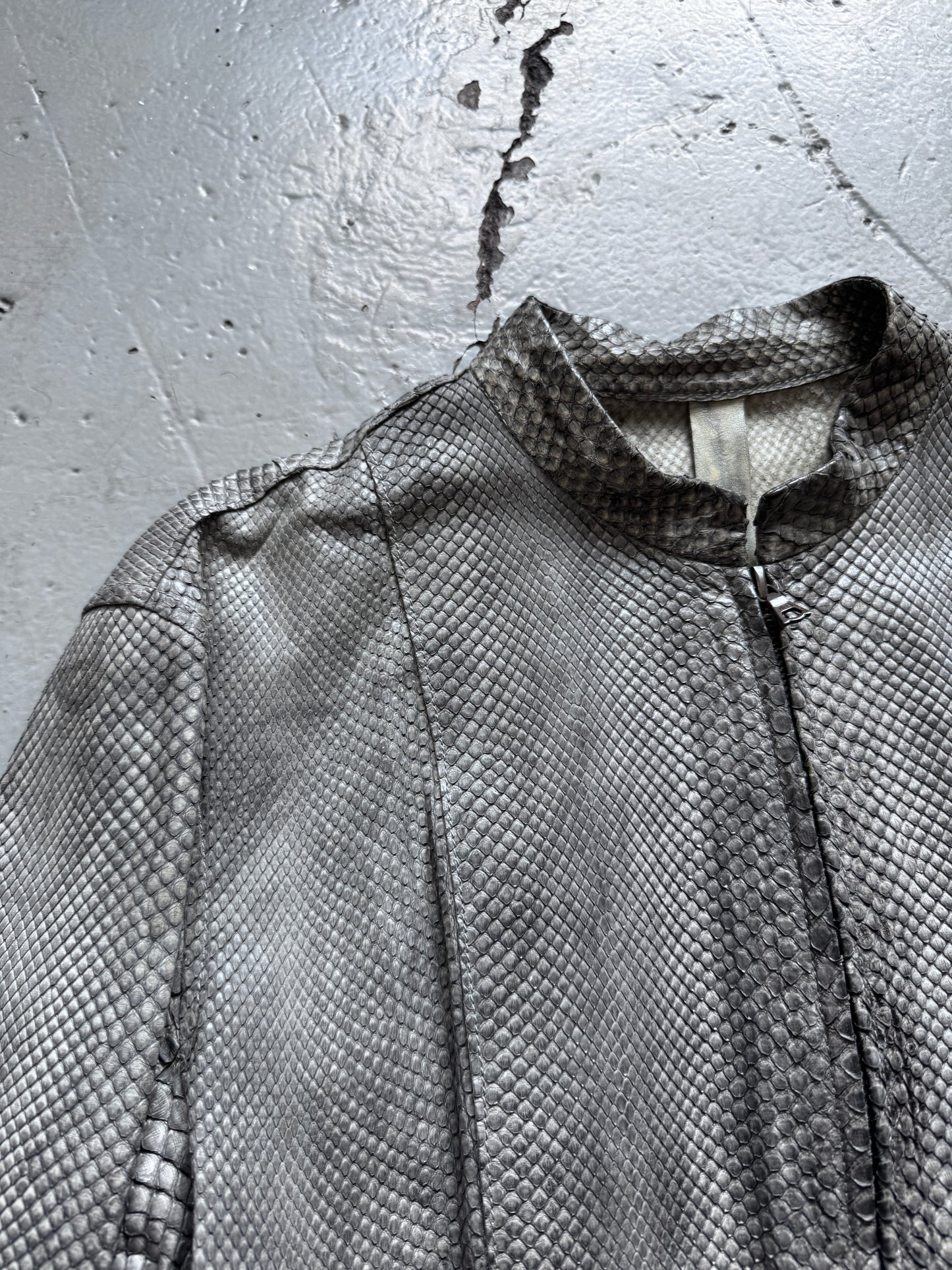 isaac sellam 100% python leather zip up jacket