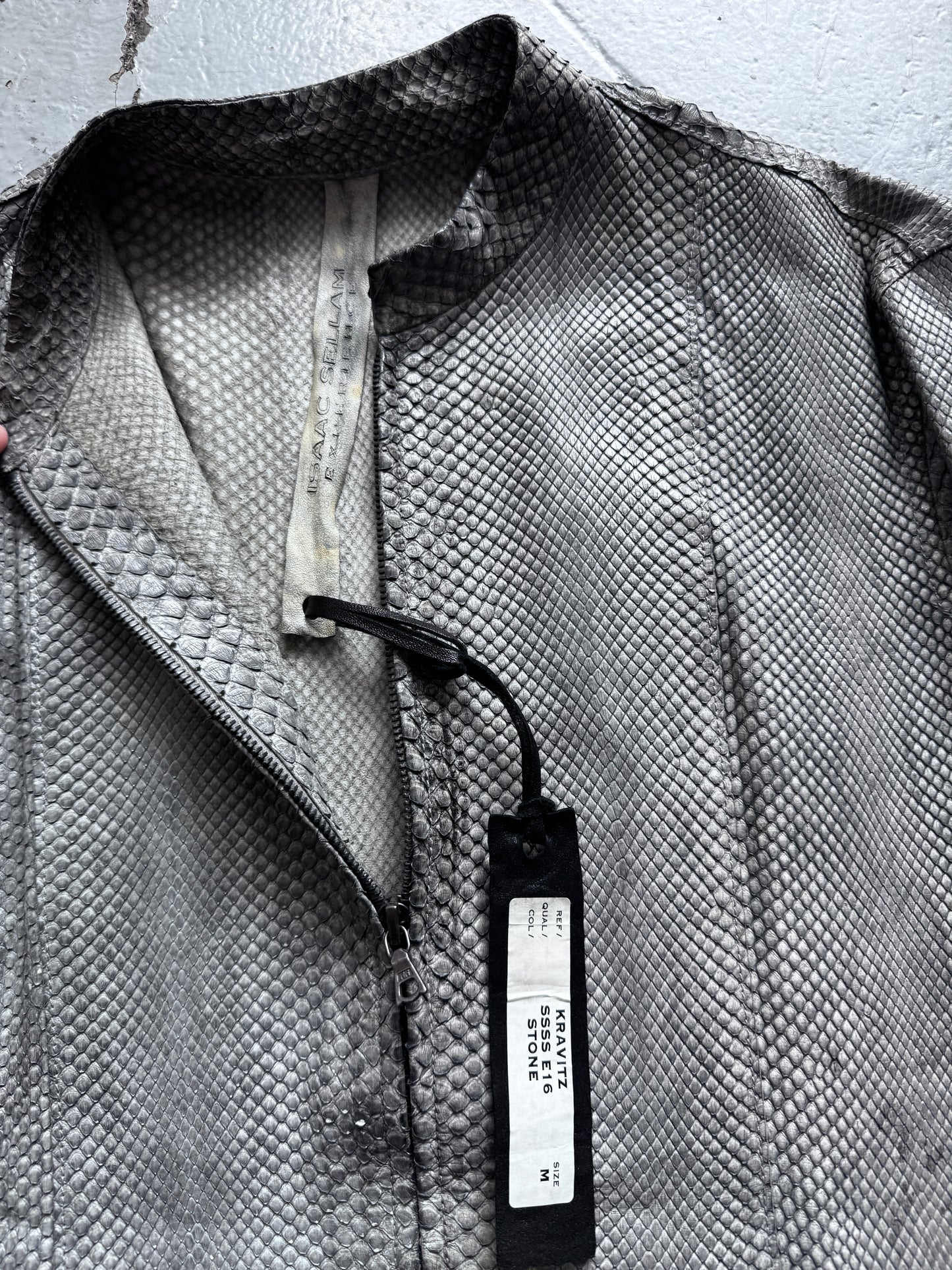 isaac sellam 100% python leather zip up jacket