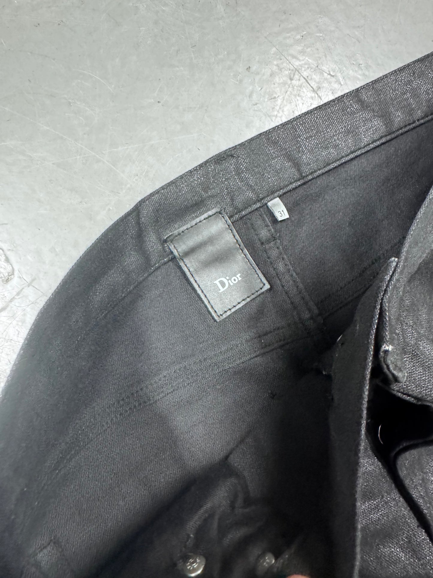 Dior Homme by Hedi Slimane Coated Elongated Jeans