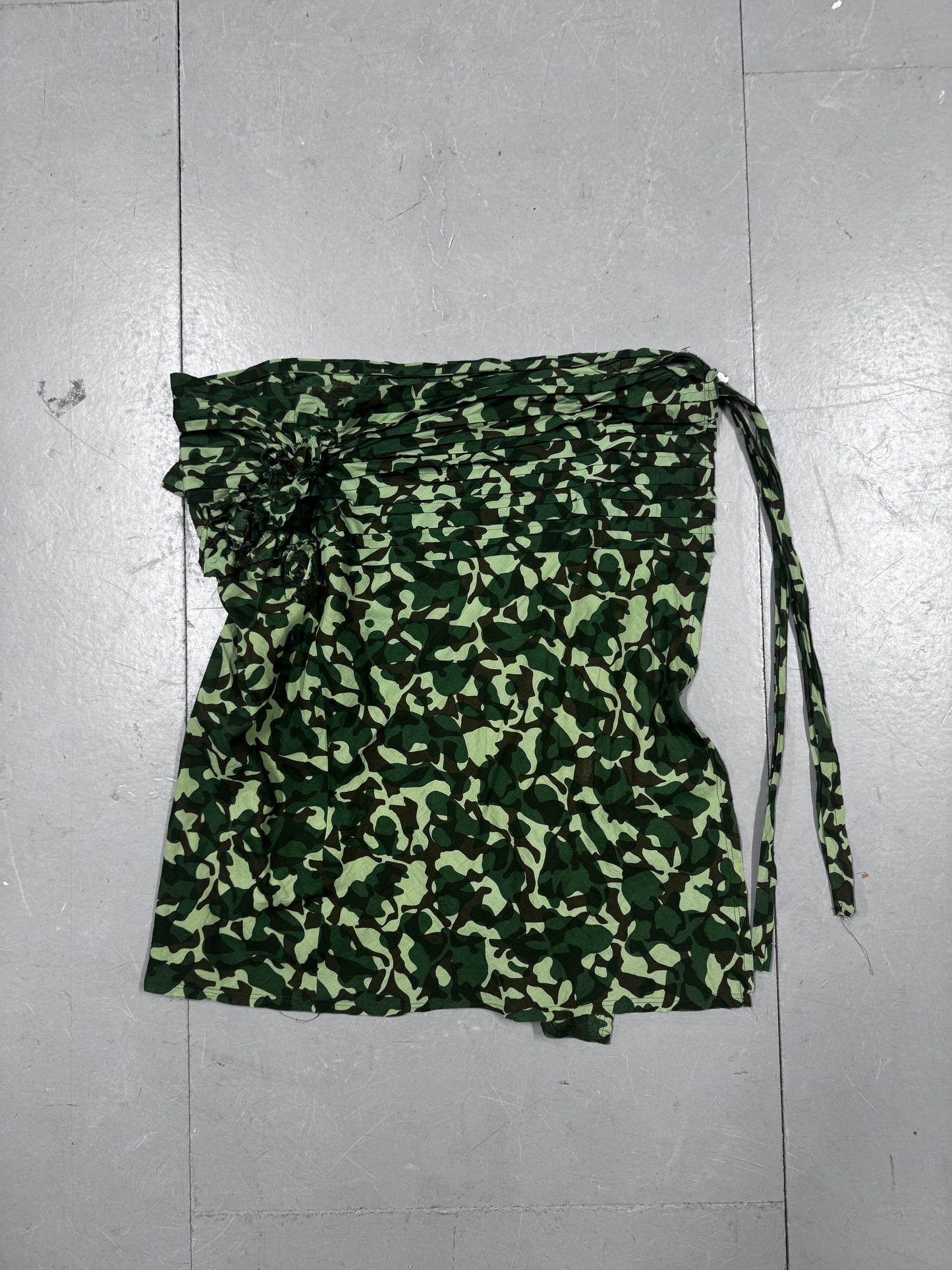 Comme Des Garcons Tricot Flower Ruched Camo Wrap Skirt