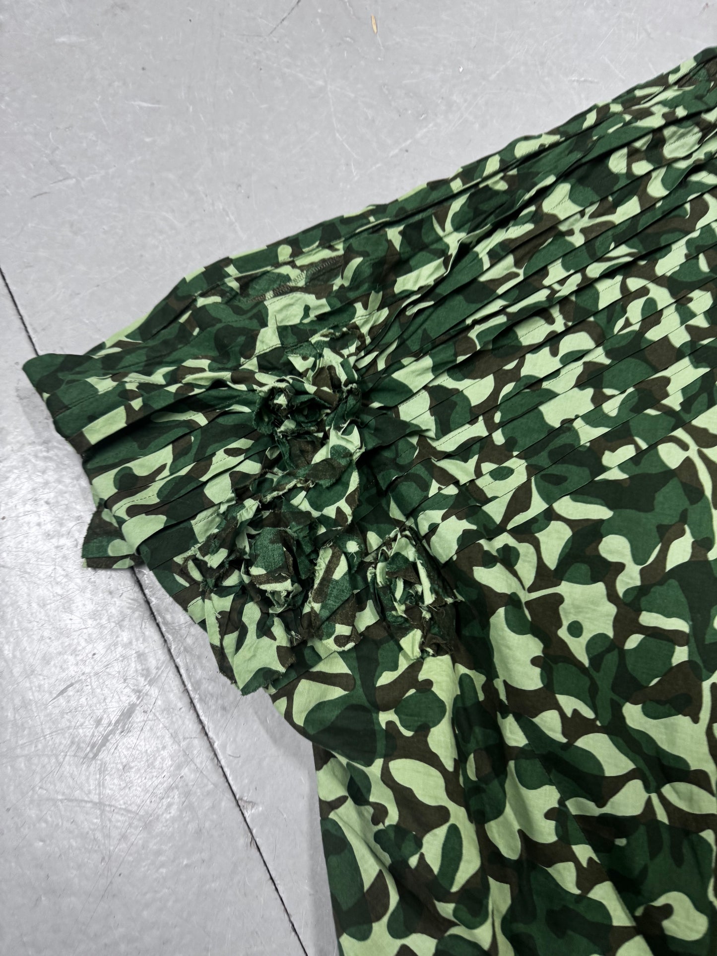 Comme Des Garcons Tricot Flower Ruched Camo Wrap Skirt