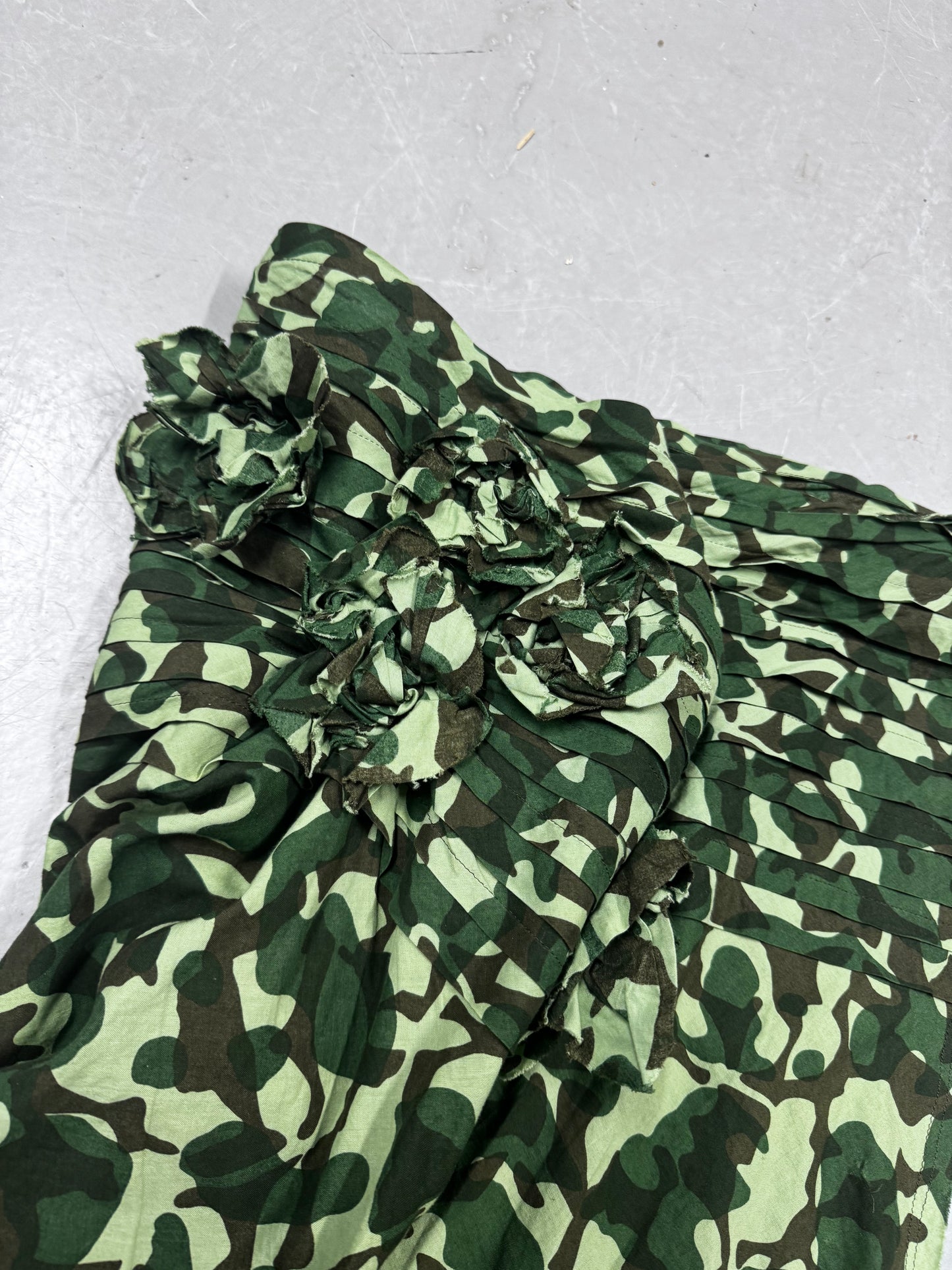 Comme Des Garcons Tricot Flower Ruched Camo Wrap Skirt