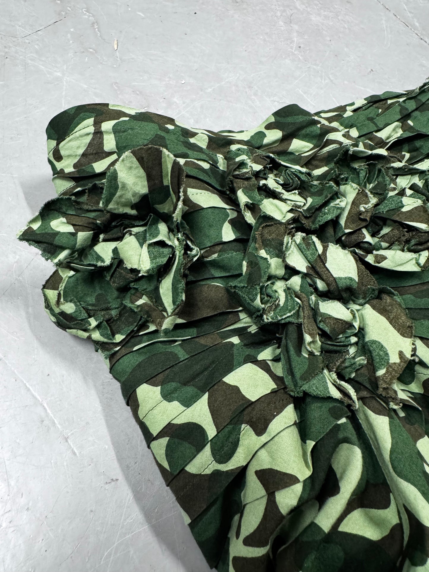 Comme Des Garcons Tricot Flower Ruched Camo Wrap Skirt