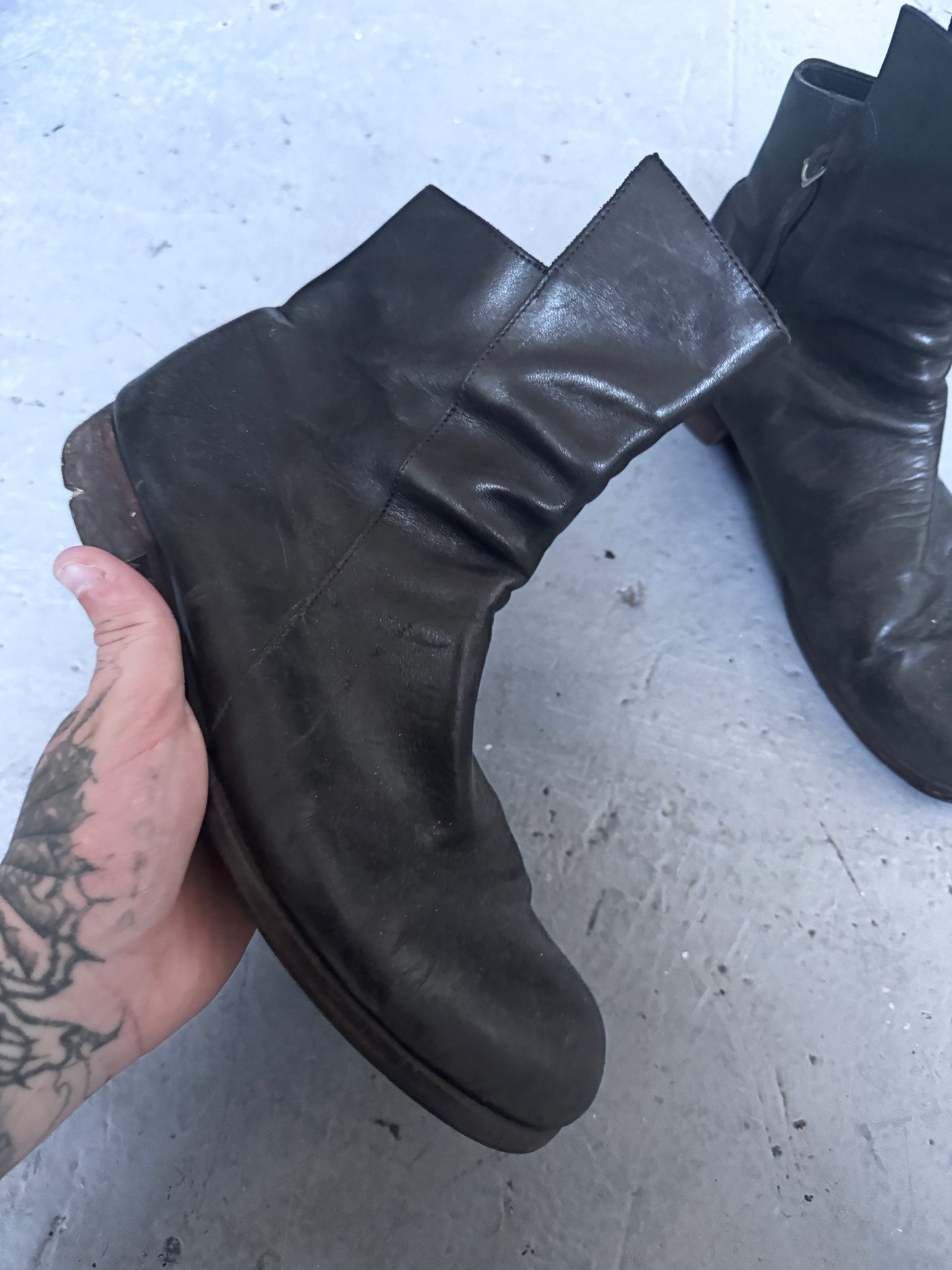 boris bidjan saberi side zip horse leather boot