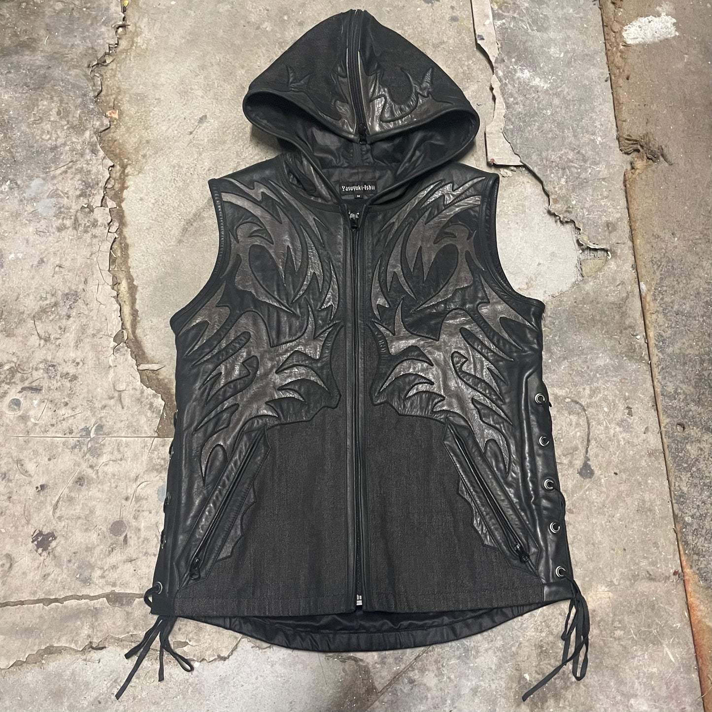 Yasuyuki Ishii Tribal Leather Detail Vest Jacket