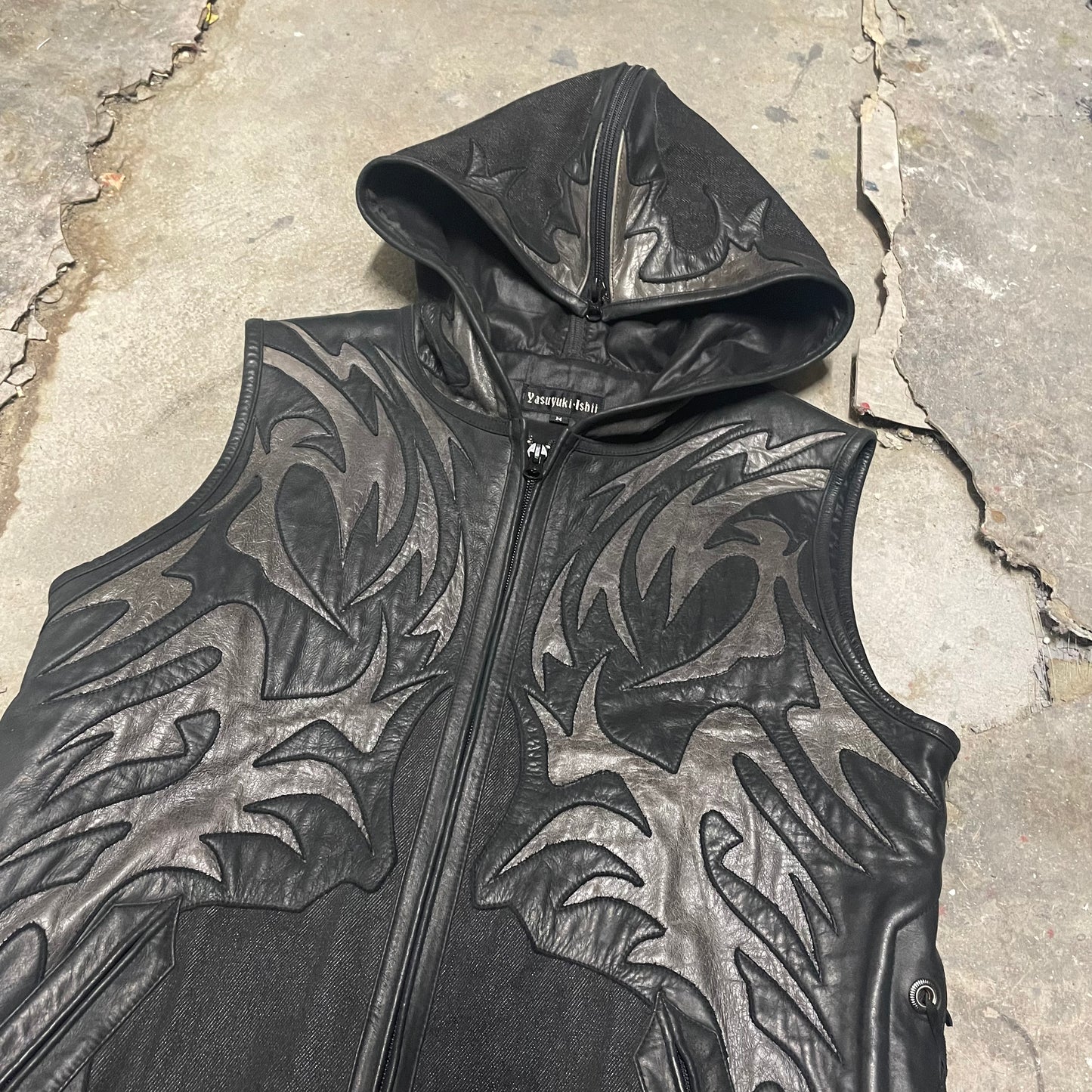 Yasuyuki Ishii Tribal Leather Detail Vest Jacket