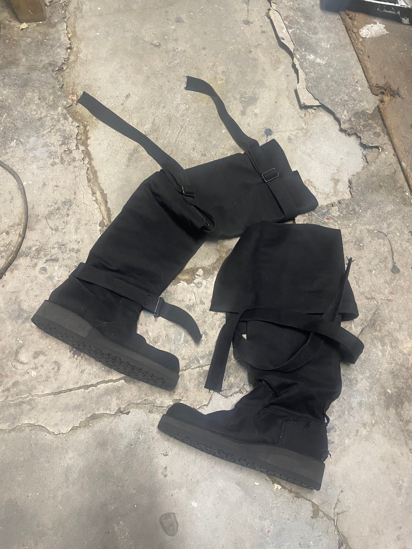 Yohji Yamamoto Cuffable Long Strap denim boots