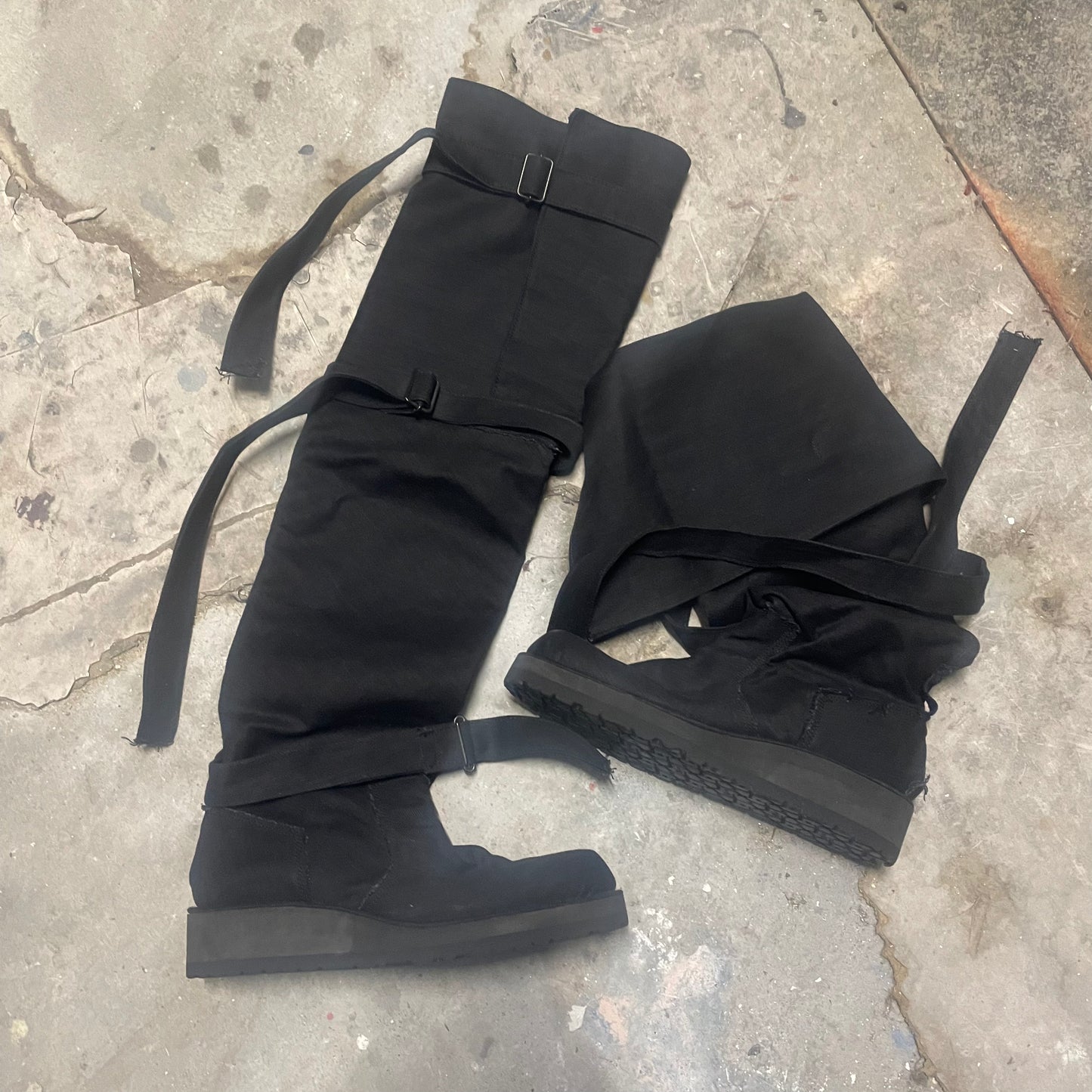 Yohji Yamamoto Cuffable Long Strap denim boots