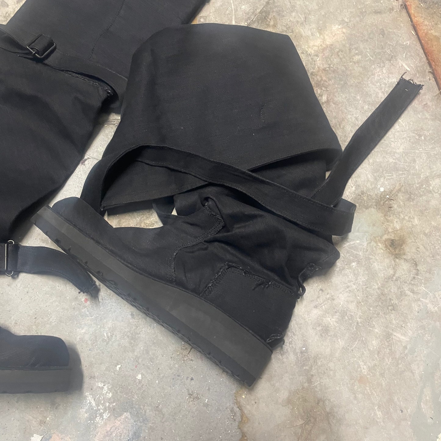 Yohji Yamamoto Cuffable Long Strap denim boots