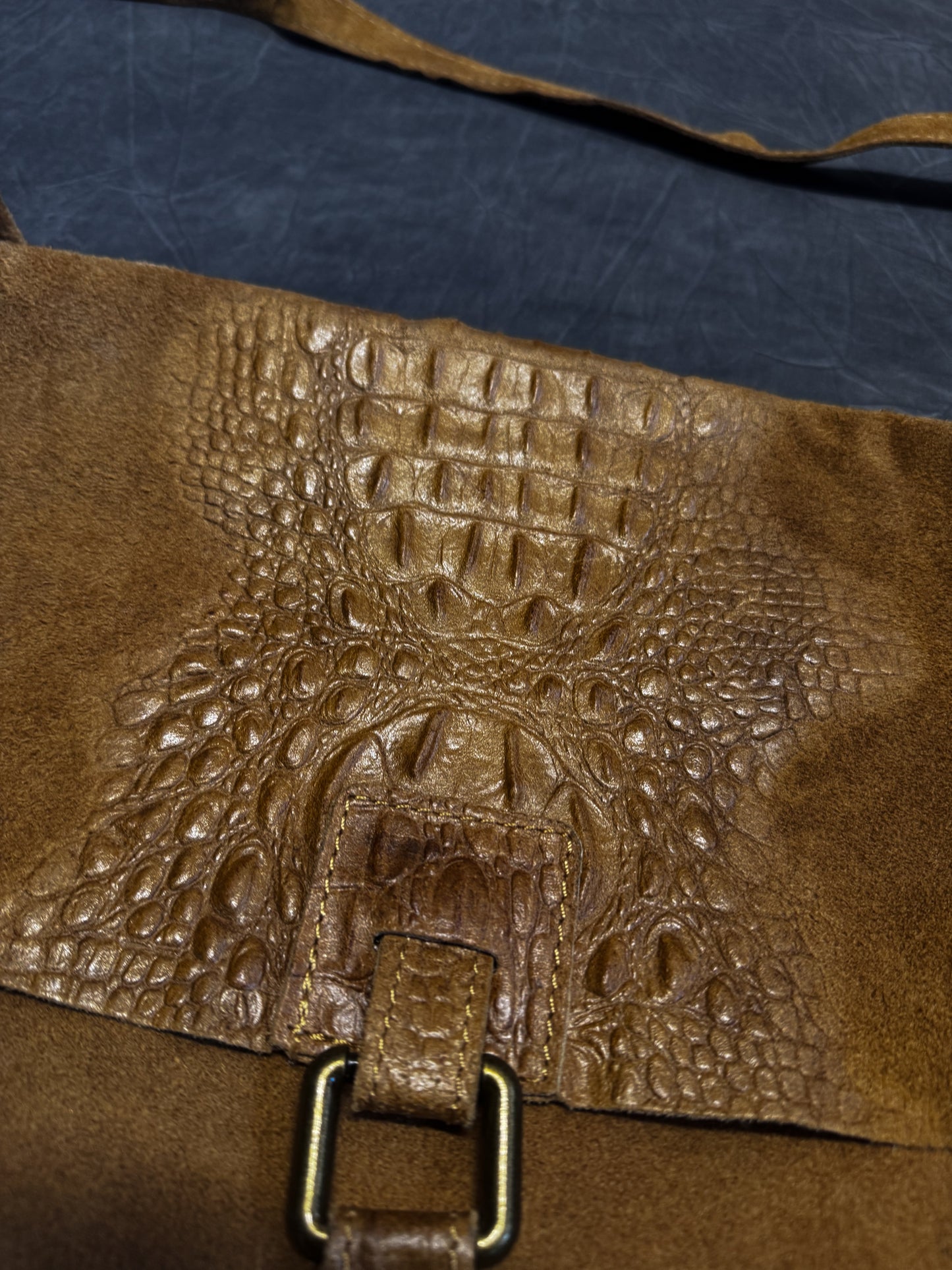Leather + Suede Alligator Crossbody Bag