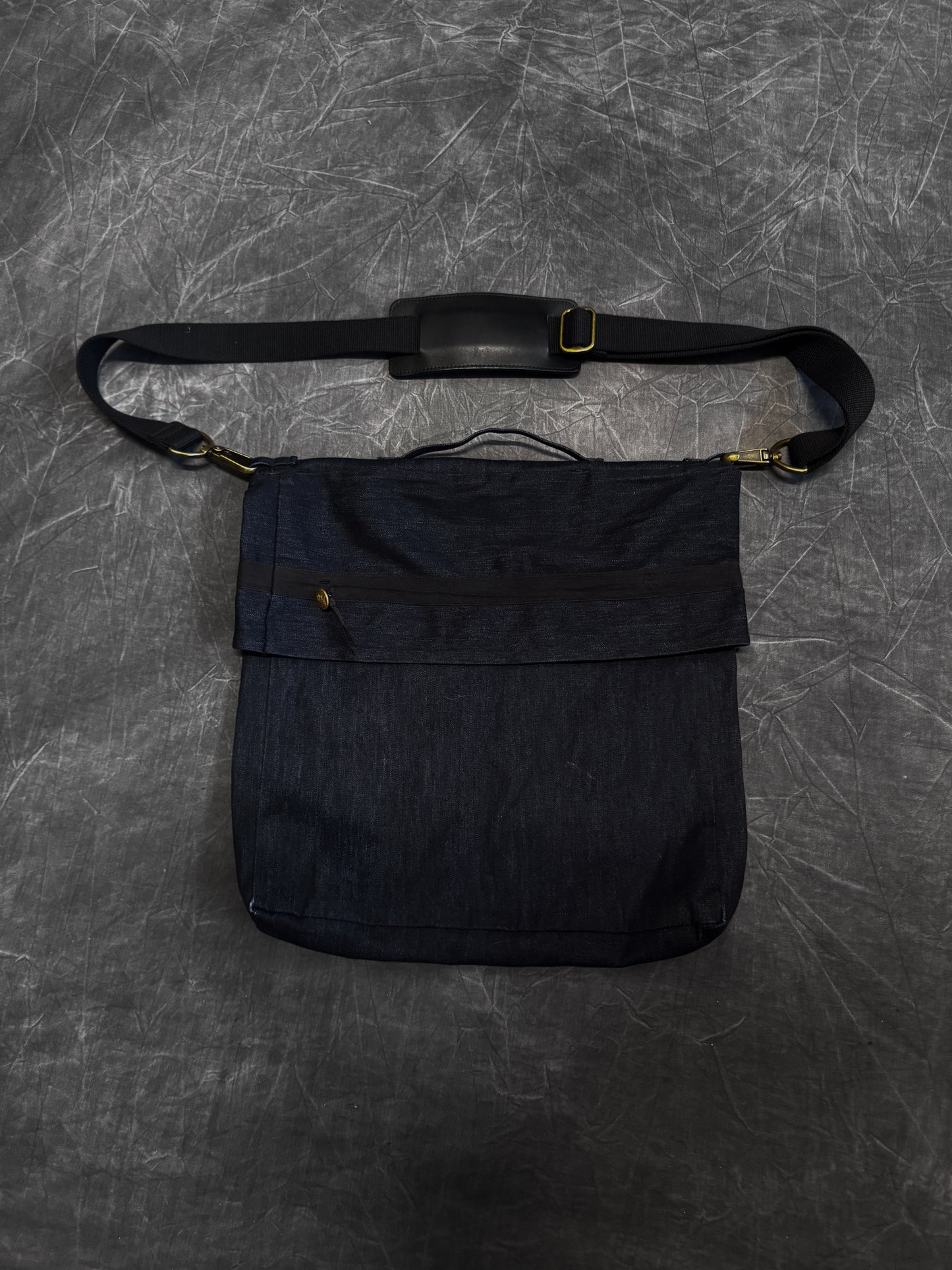 Denim / Leather 2-Way Crossbody Bag