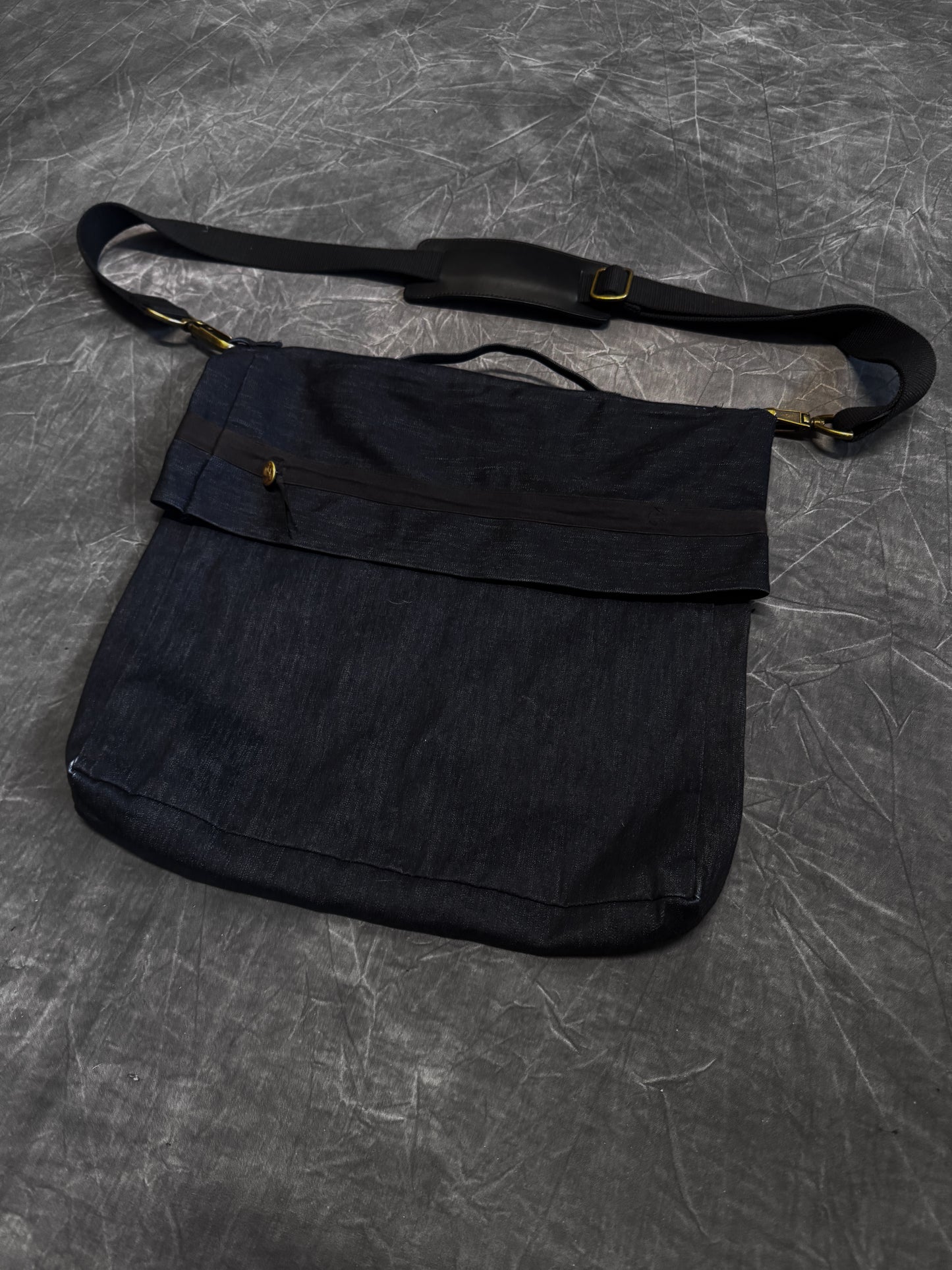 Denim / Leather 2-Way Crossbody Bag