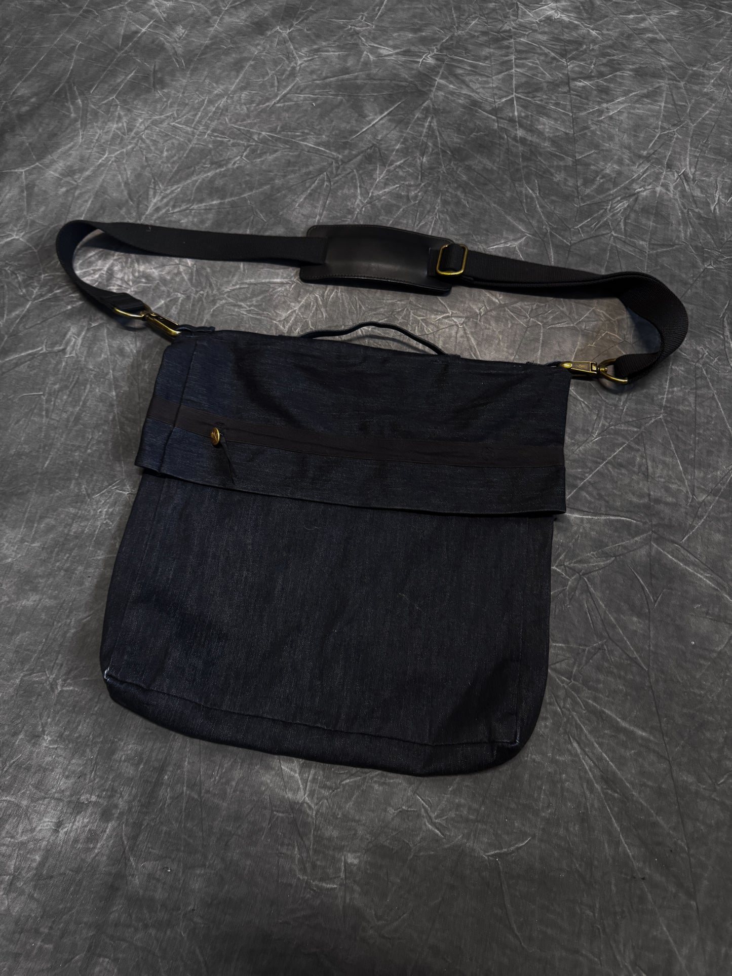 Denim / Leather 2-Way Crossbody Bag