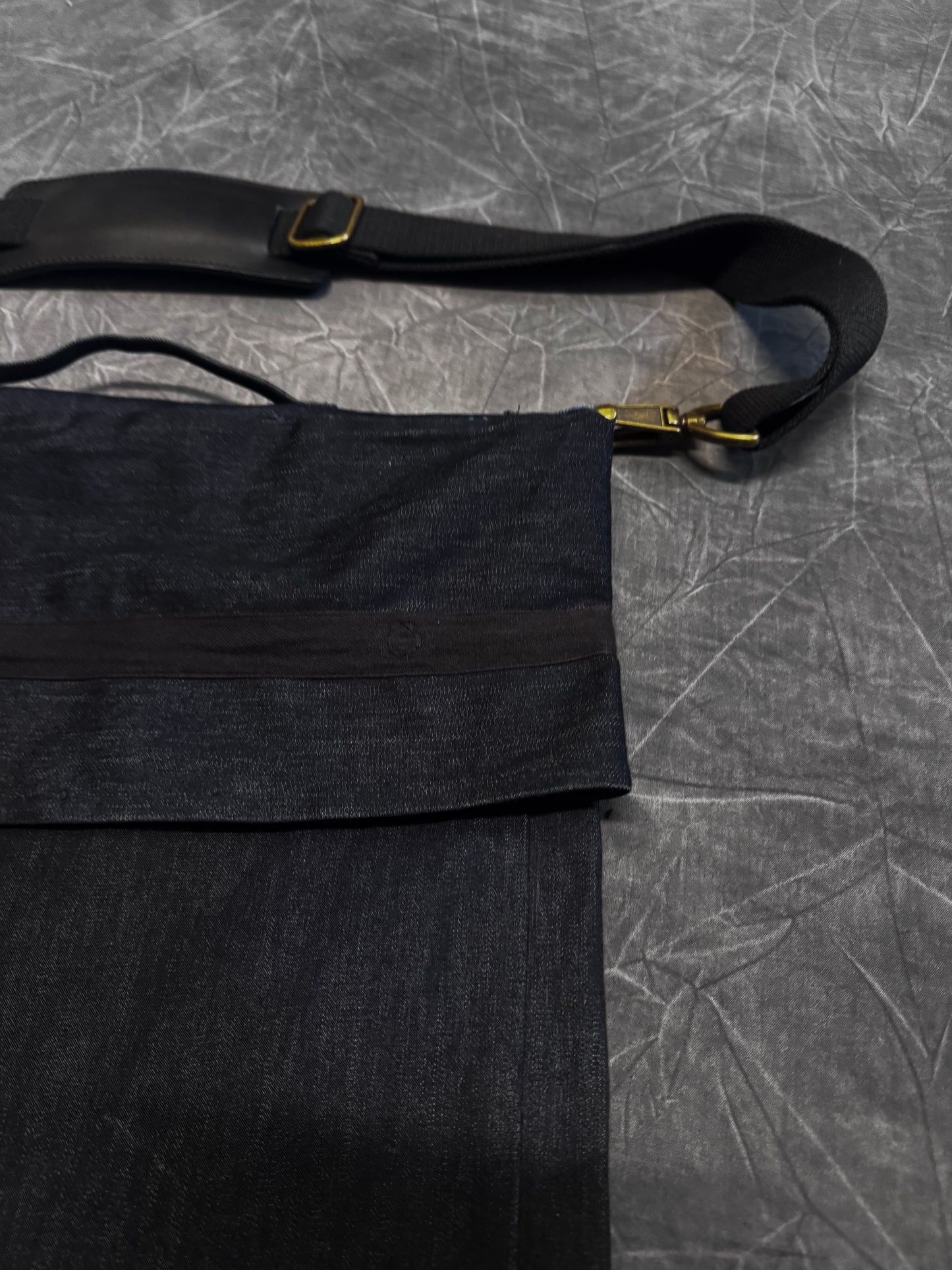 Denim / Leather 2-Way Crossbody Bag