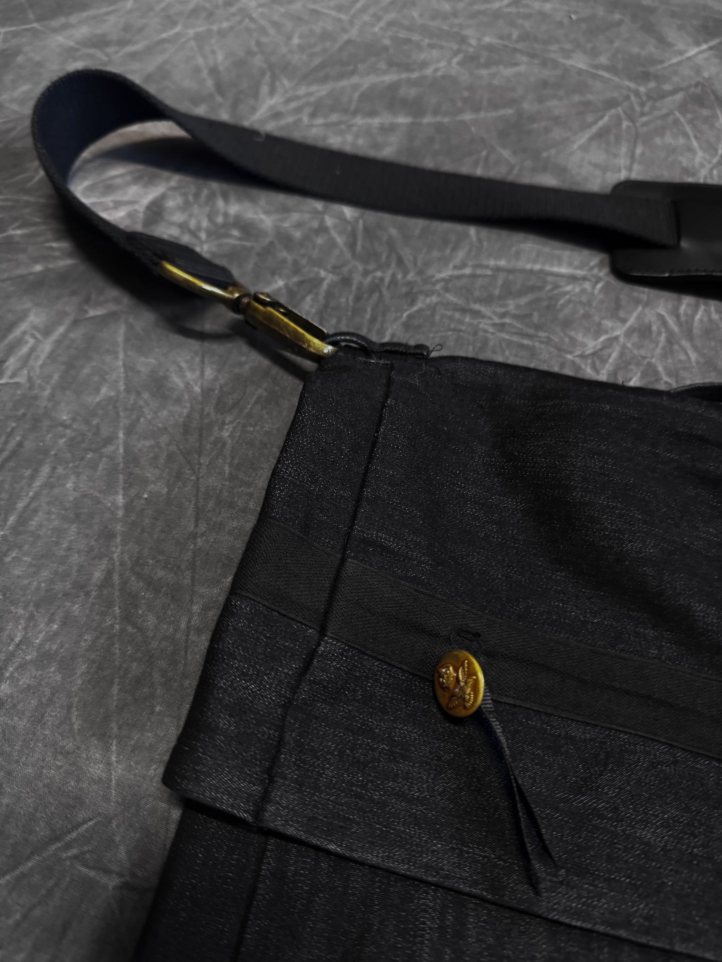 Denim / Leather 2-Way Crossbody Bag
