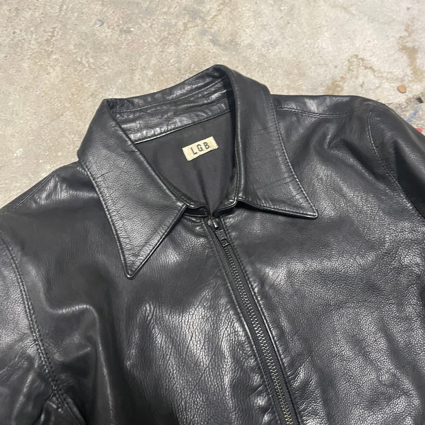 LGB Buckle Sleeve Leather Shirt Jacket