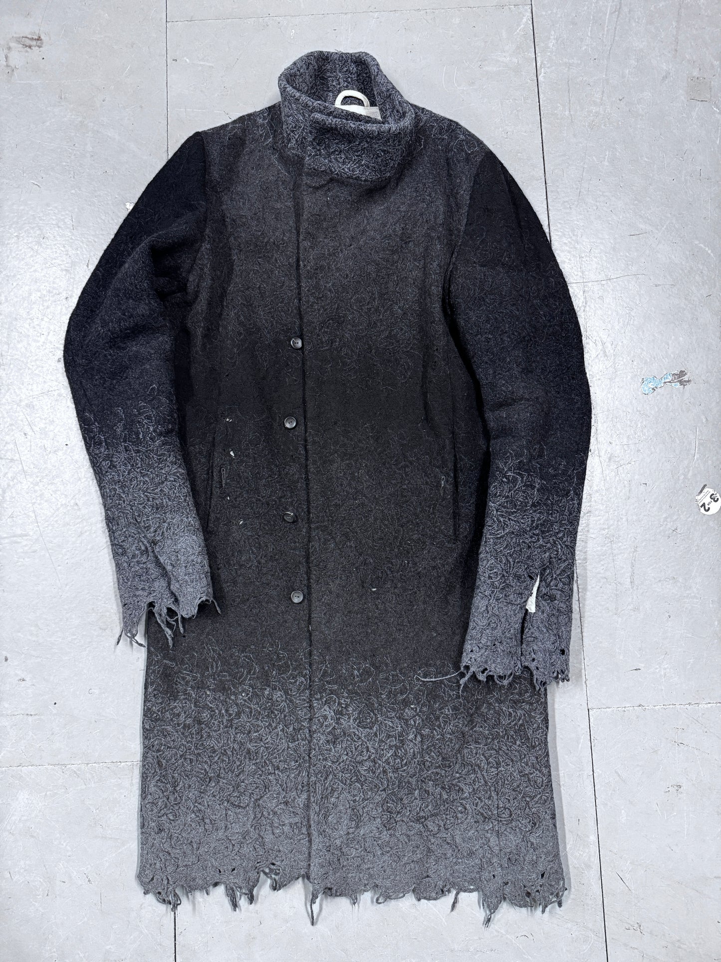 Lumen Et Umbra Distressed Knit high Neck Coat