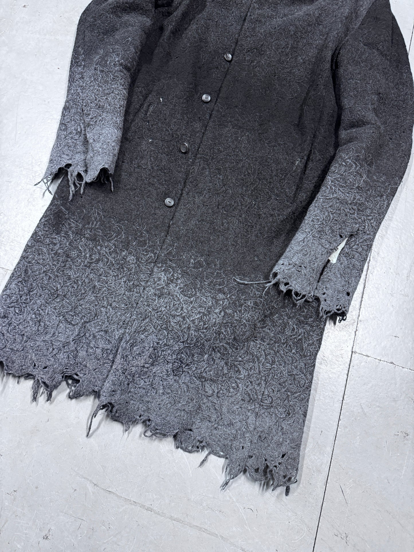 Lumen Et Umbra Distressed Knit high Neck Coat