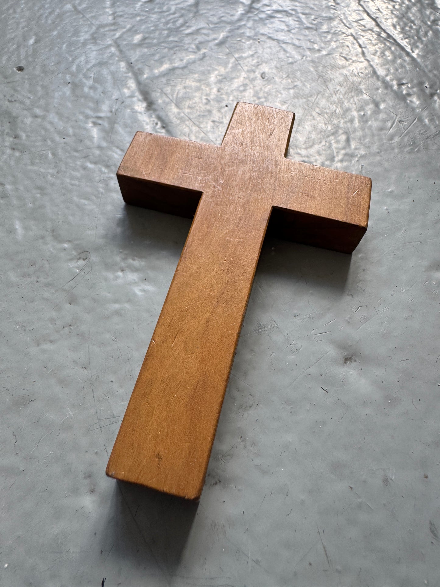 large vintage wooden cross pendant