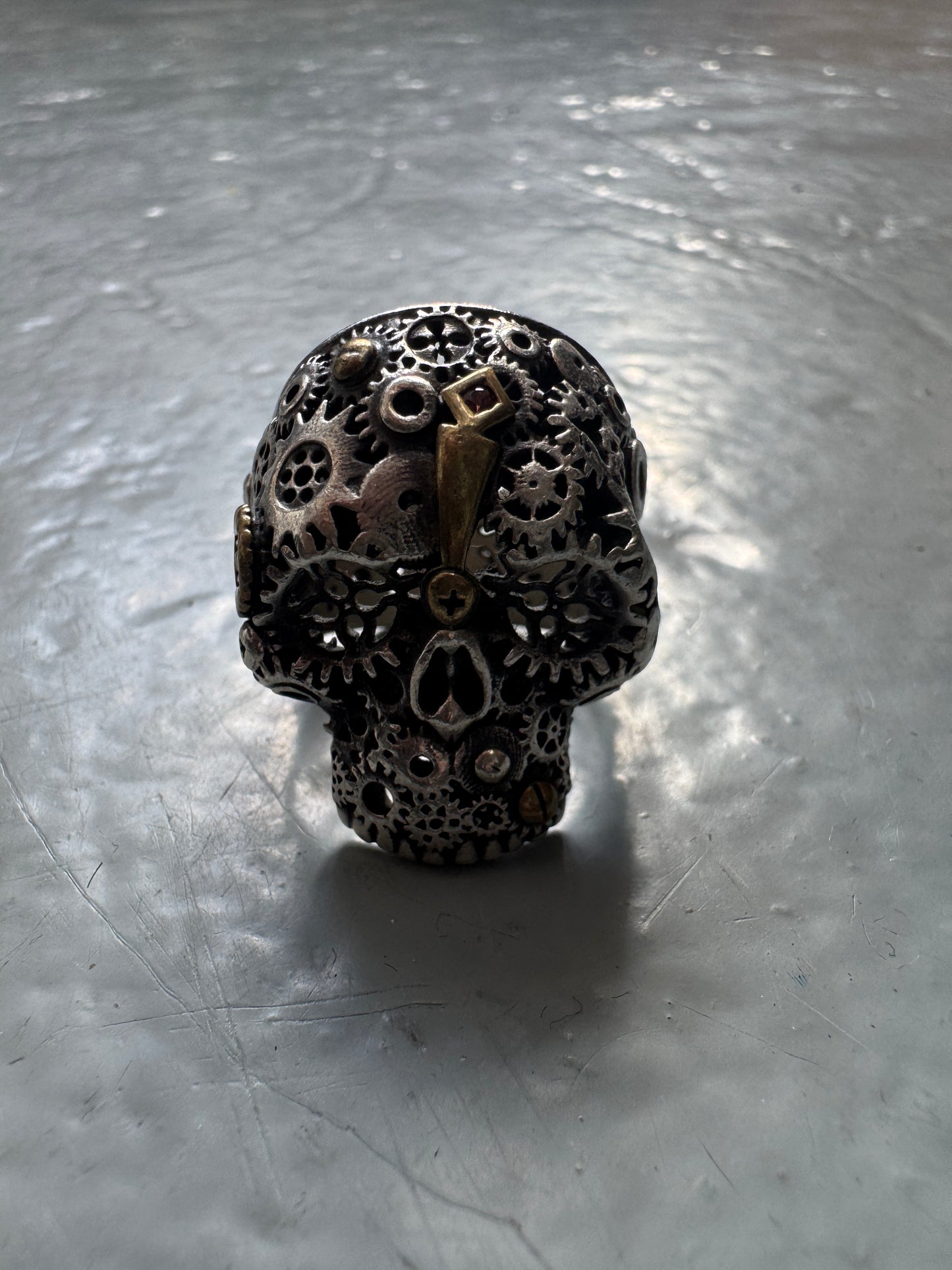 vintage japanese large silver skull ring