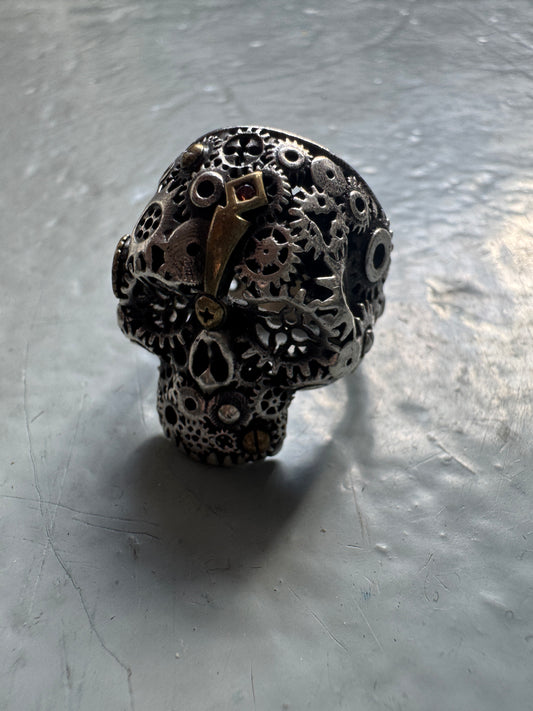 vintage japanese large silver skull ring