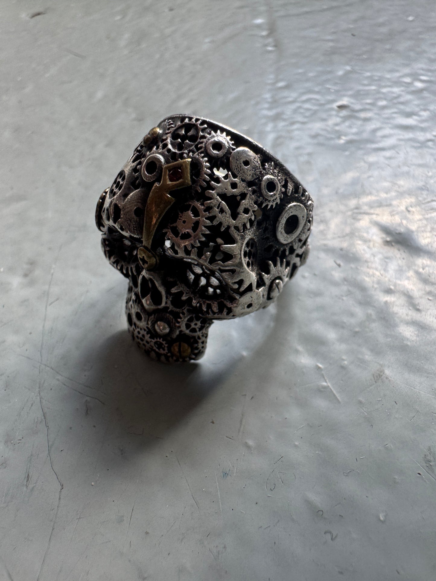 vintage japanese large silver skull ring