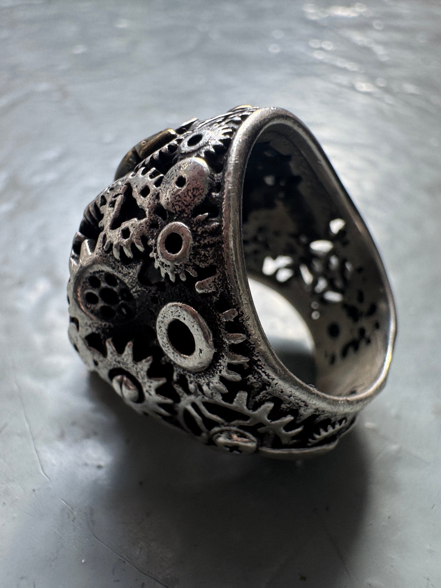 vintage japanese large silver skull ring
