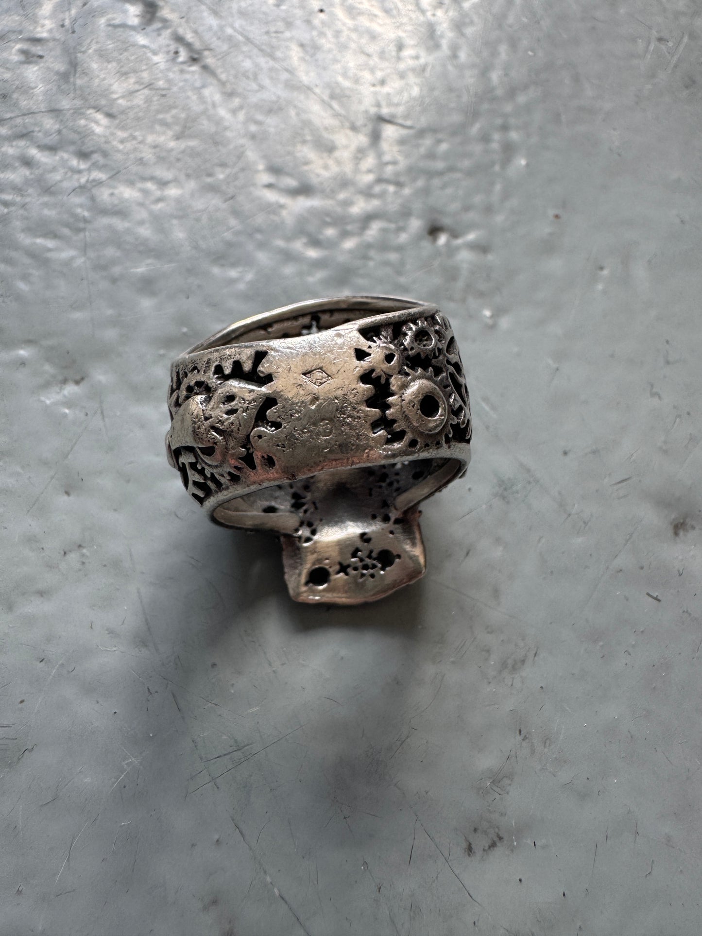 vintage japanese large silver skull ring