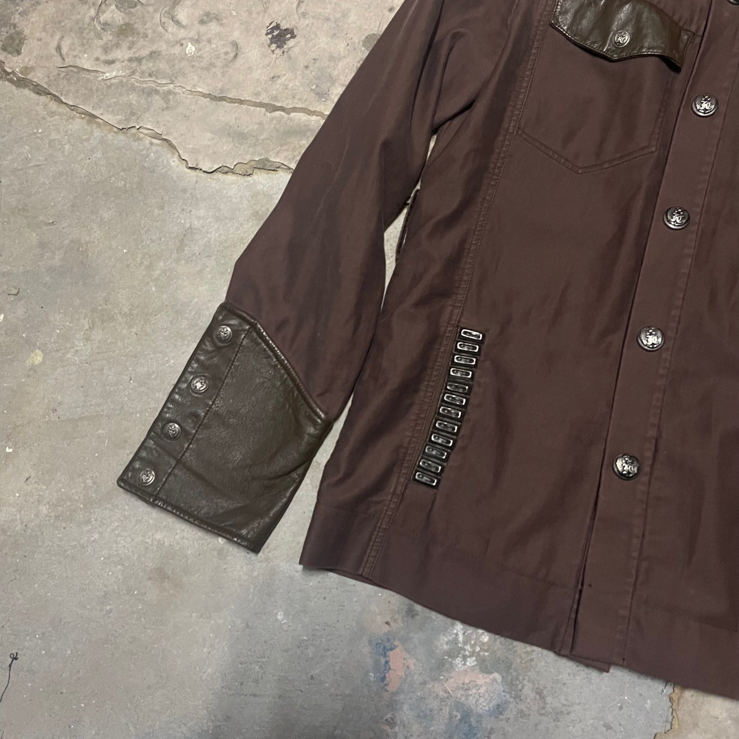 Faith Connexion Military Stud and Leather Shirt Jacket