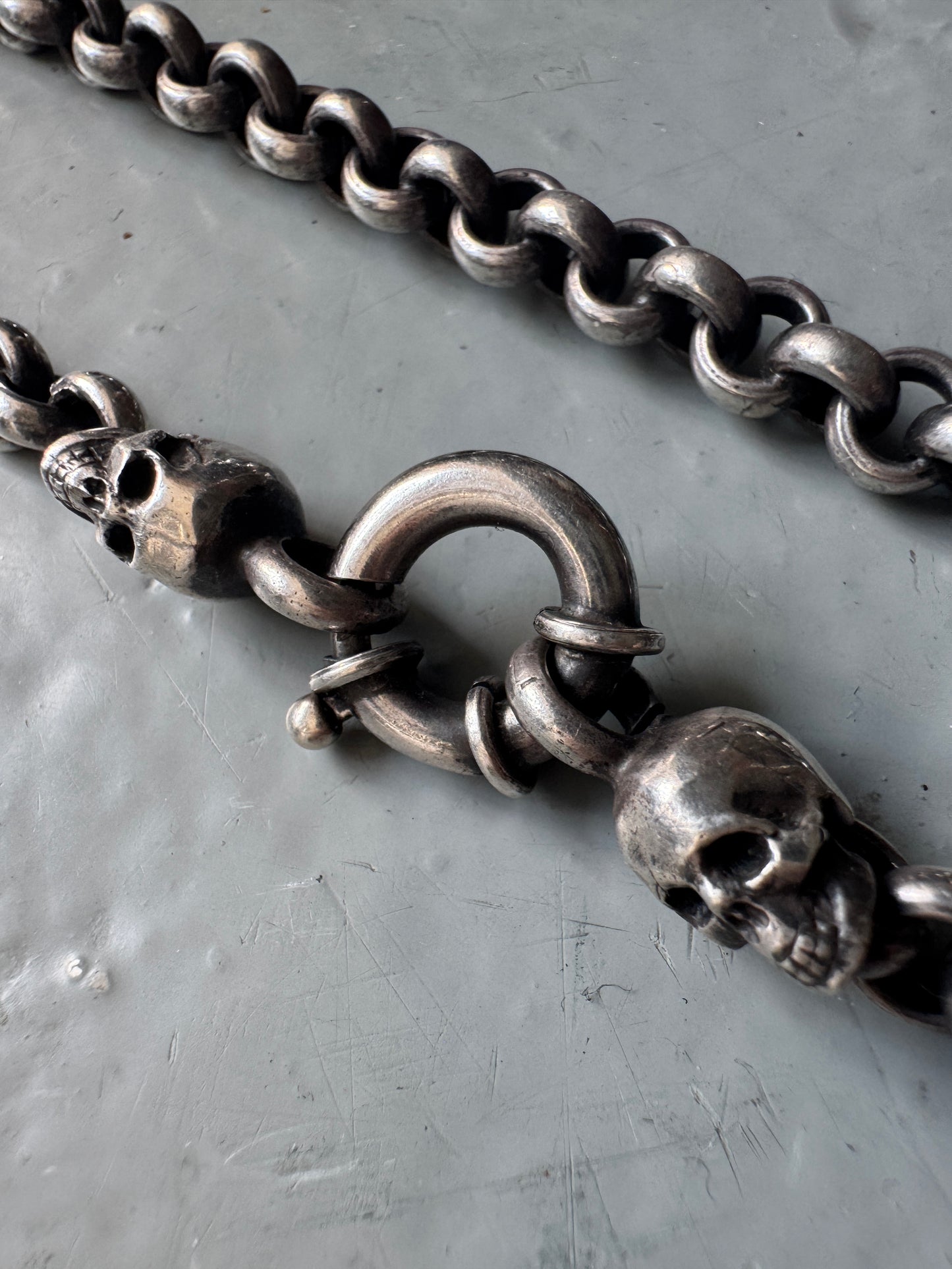 gunda 925 skull clasp chain necklace