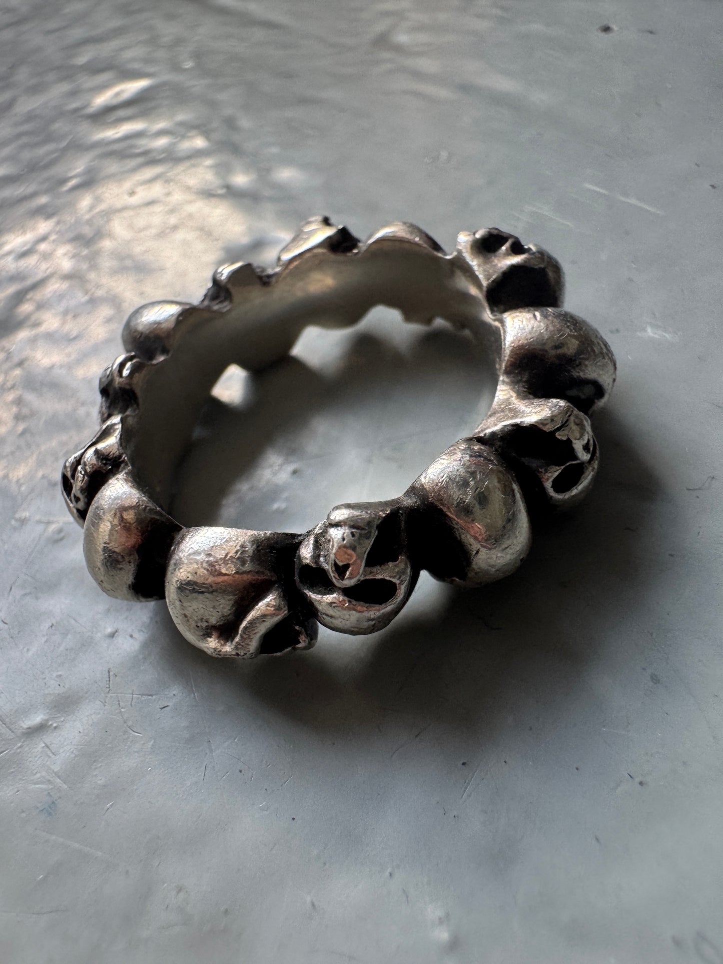 925 japanese brand skull cluster ring