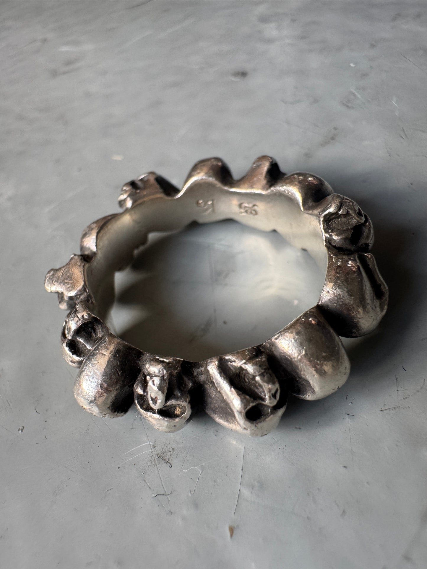 925 japanese brand skull cluster ring