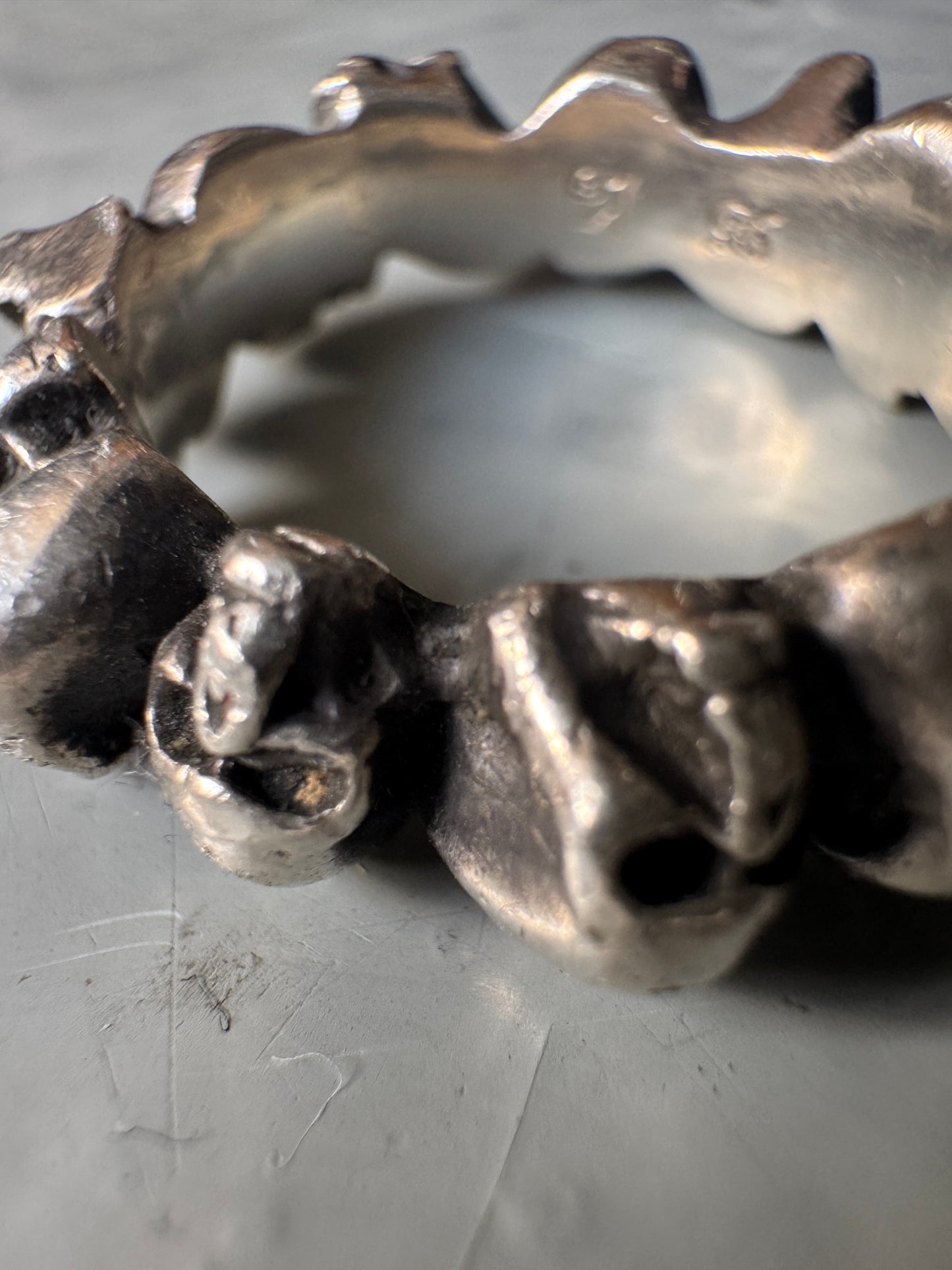925 japanese brand skull cluster ring