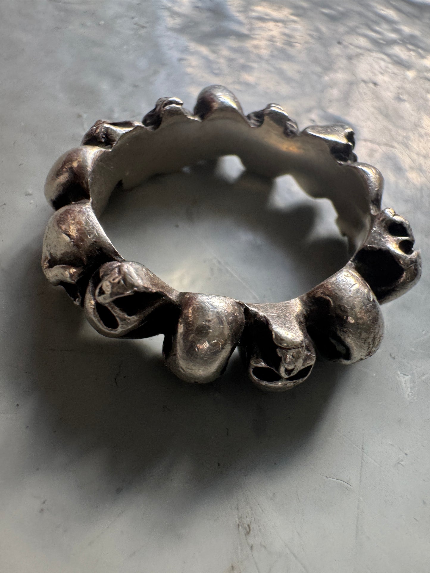925 japanese brand skull cluster ring
