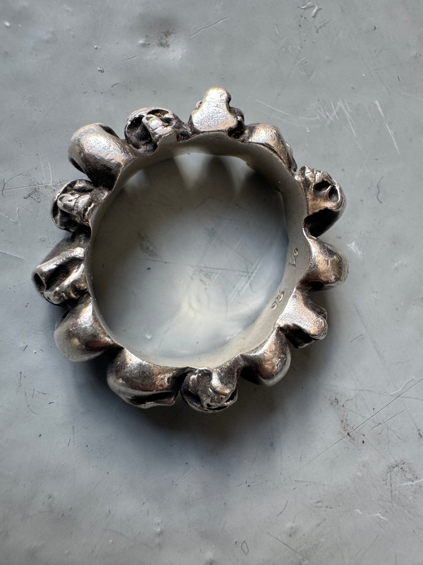 925 japanese brand skull cluster ring