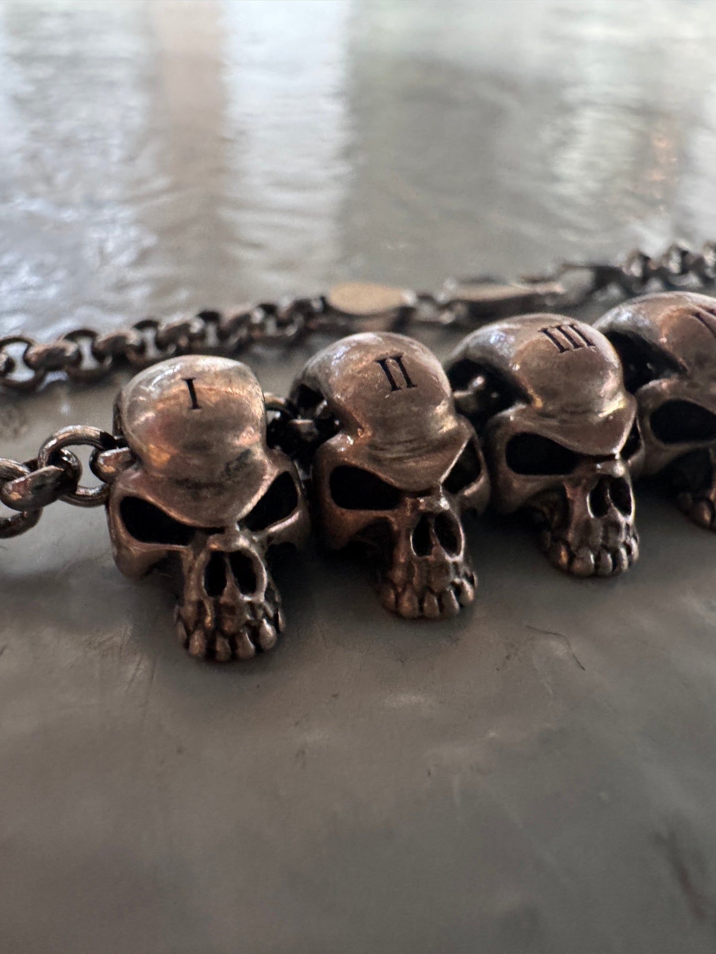 harakiri 925 silver skull pendulum necklace