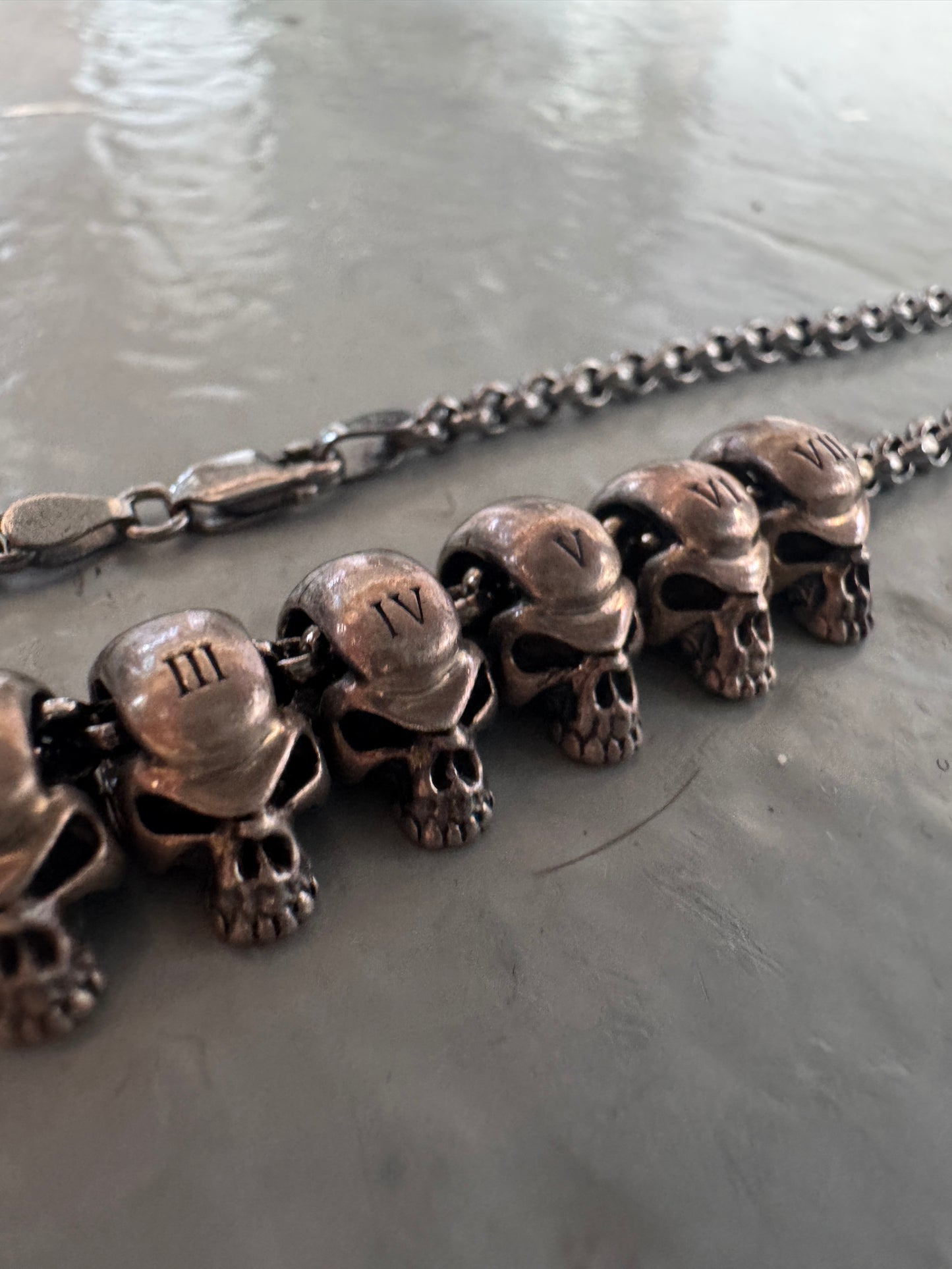 harakiri 925 silver skull pendulum necklace