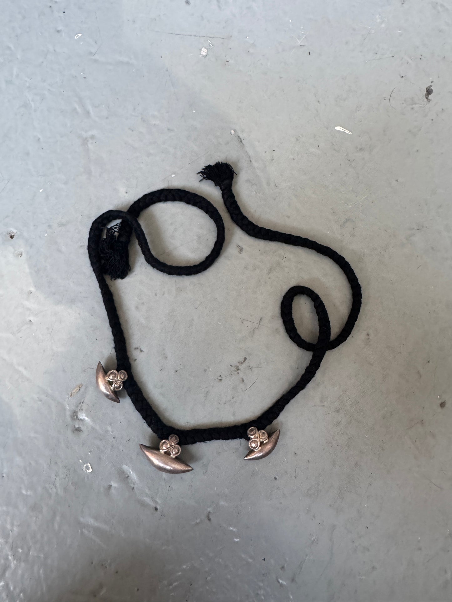 vintage 925 silver and rope tribal necklace