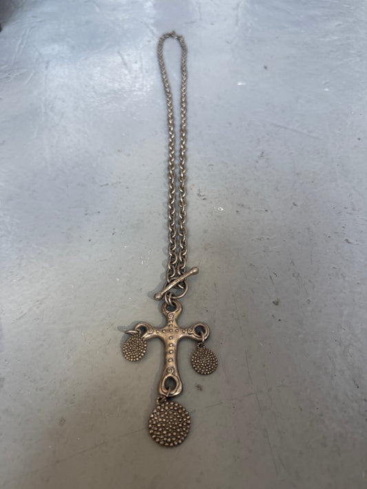 vintage large cross industrial chain necklace