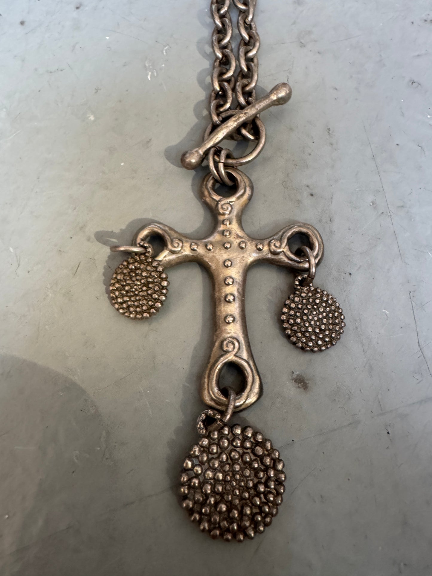 vintage large cross industrial chain necklace